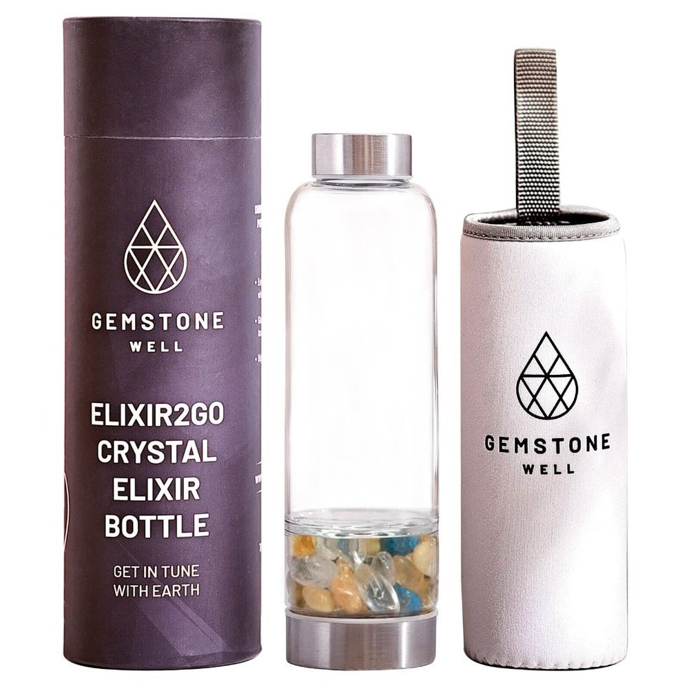 Crystal Water Bottle Elixir Set Citrine, Blue Apatite & Clear Quartz Healing